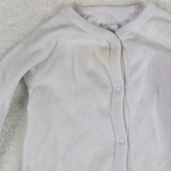 Ralph Lauren Baby One Piece Romper Size 9M White Button Body Suit - Picture 3 of 10